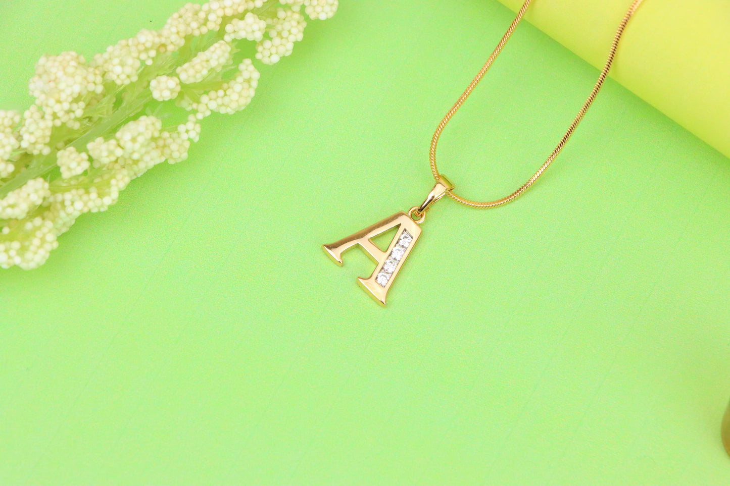 Rose Gold Letter A Pendant with Crystals – 18K Gold Plated Charm, XPPT1350 (2132-9)