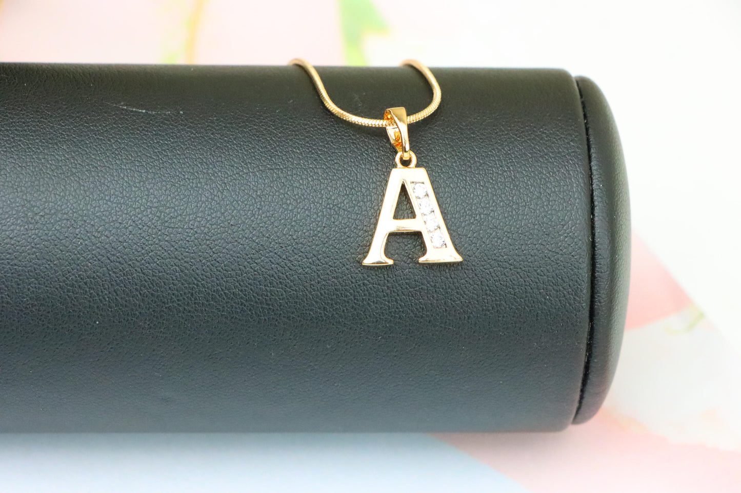 Rose Gold Letter A Pendant with Crystals – 18K Gold Plated Charm, XPPT1350 (2132-9)