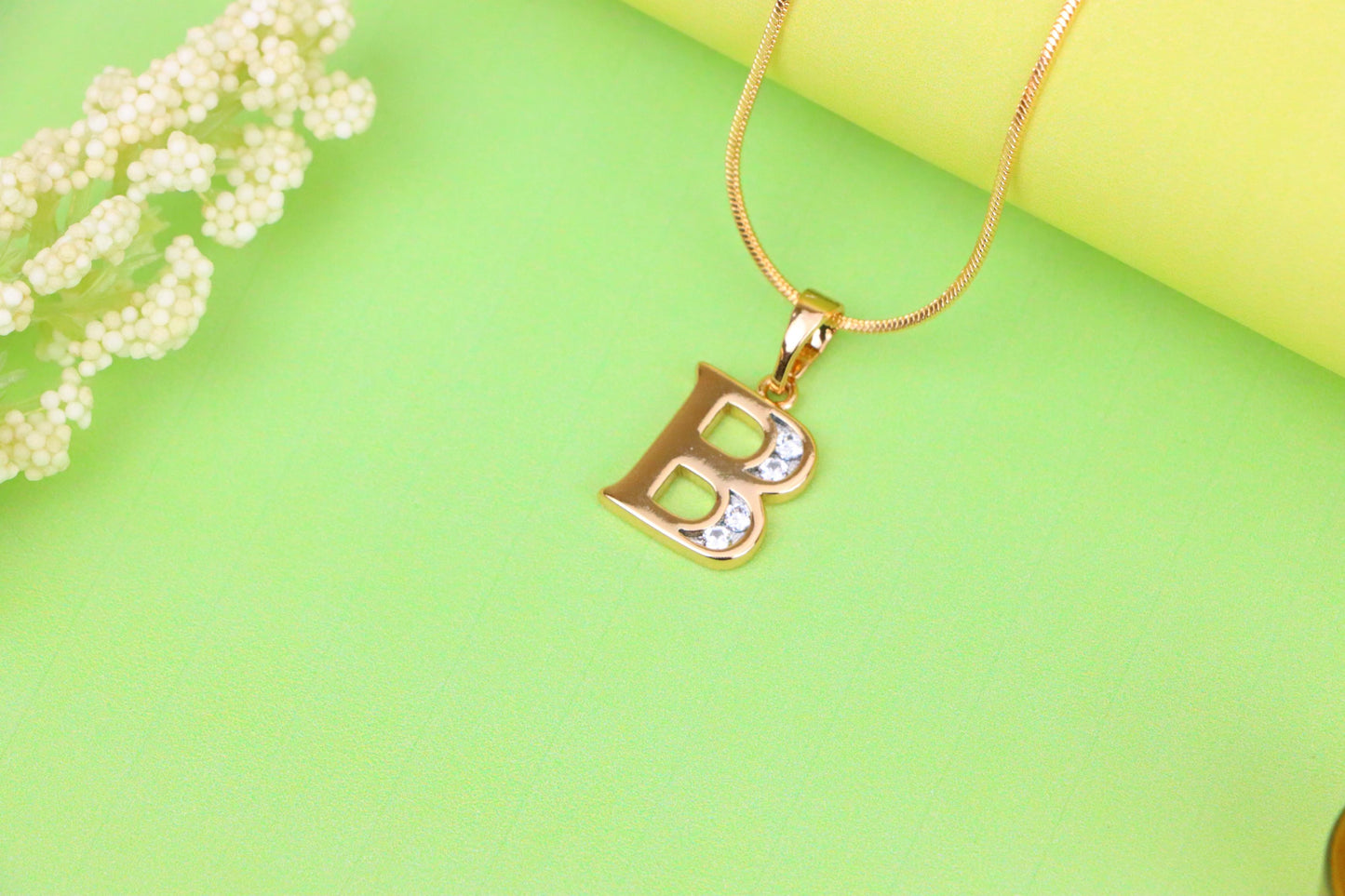 Rose Gold Letter B Pendant with Crystals – 18K Gold Plated Charm, XPPT1351 (2132-9)