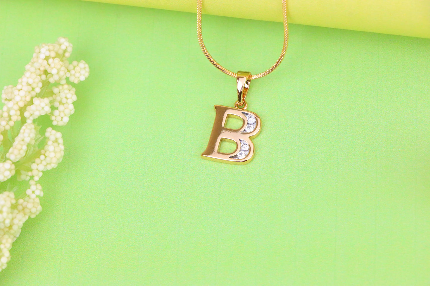 Rose Gold Letter B Pendant with Crystals – 18K Gold Plated Charm, XPPT1351 (2132-9)