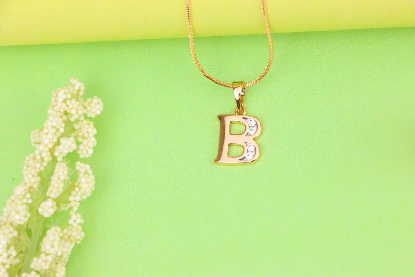 Rose Gold Letter B Pendant with Crystals – 18K Gold Plated Charm, XPPT1351 (2132-9)