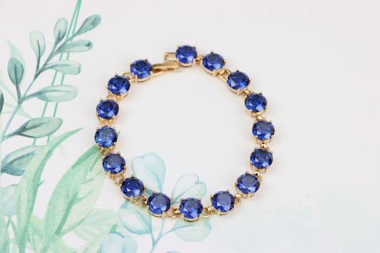 Elegant Blue Crystal Rose Gold Bracelet with Gold Plated Finish, XPBL1018 (2102-7)