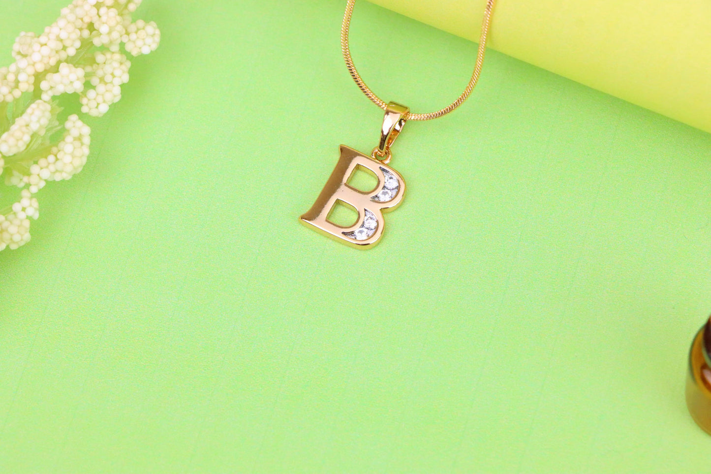 Rose Gold Letter B Pendant with Crystals – 18K Gold Plated Charm, XPPT1351 (2132-9)
