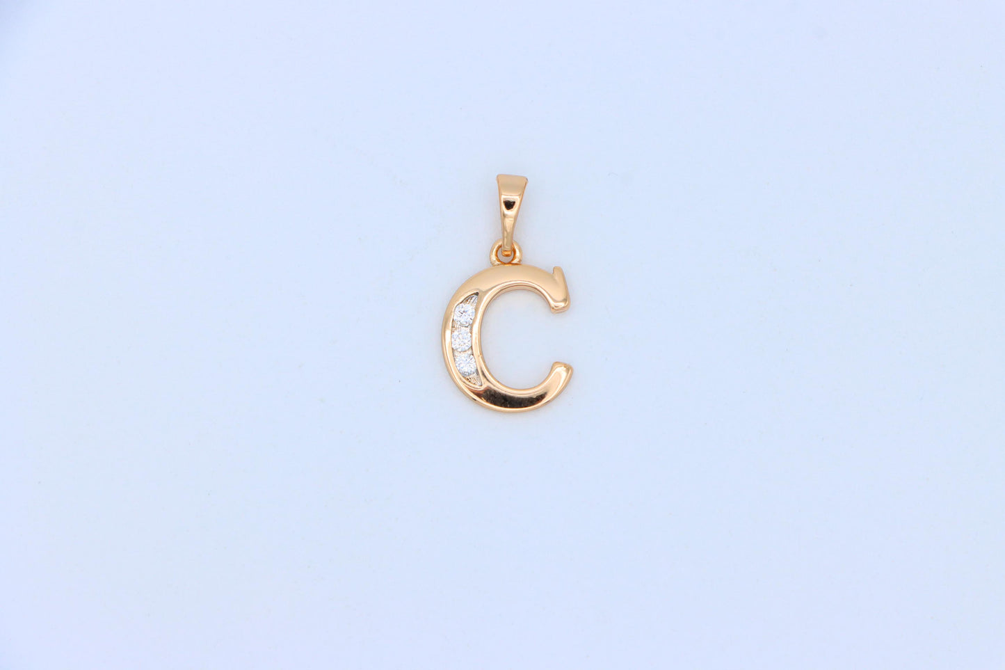 Rose Gold Letter C Pendant with Crystals – 18K Gold Plated Charm, XPPT1352 (2132-9)