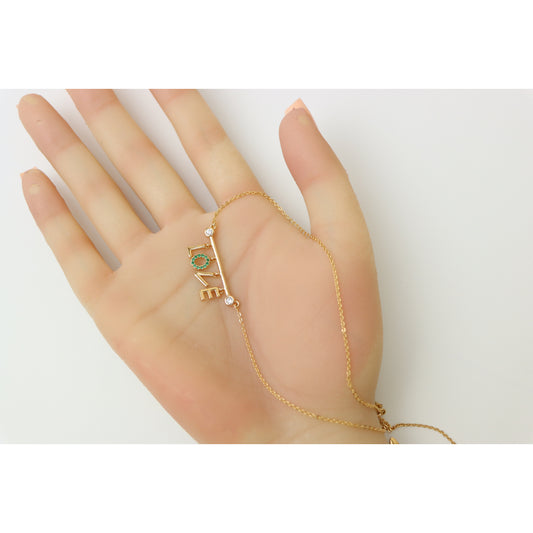 Rose Gold LOVE Pendant Necklace with Green Crystal Accent, XPNL0207 (2021-7)