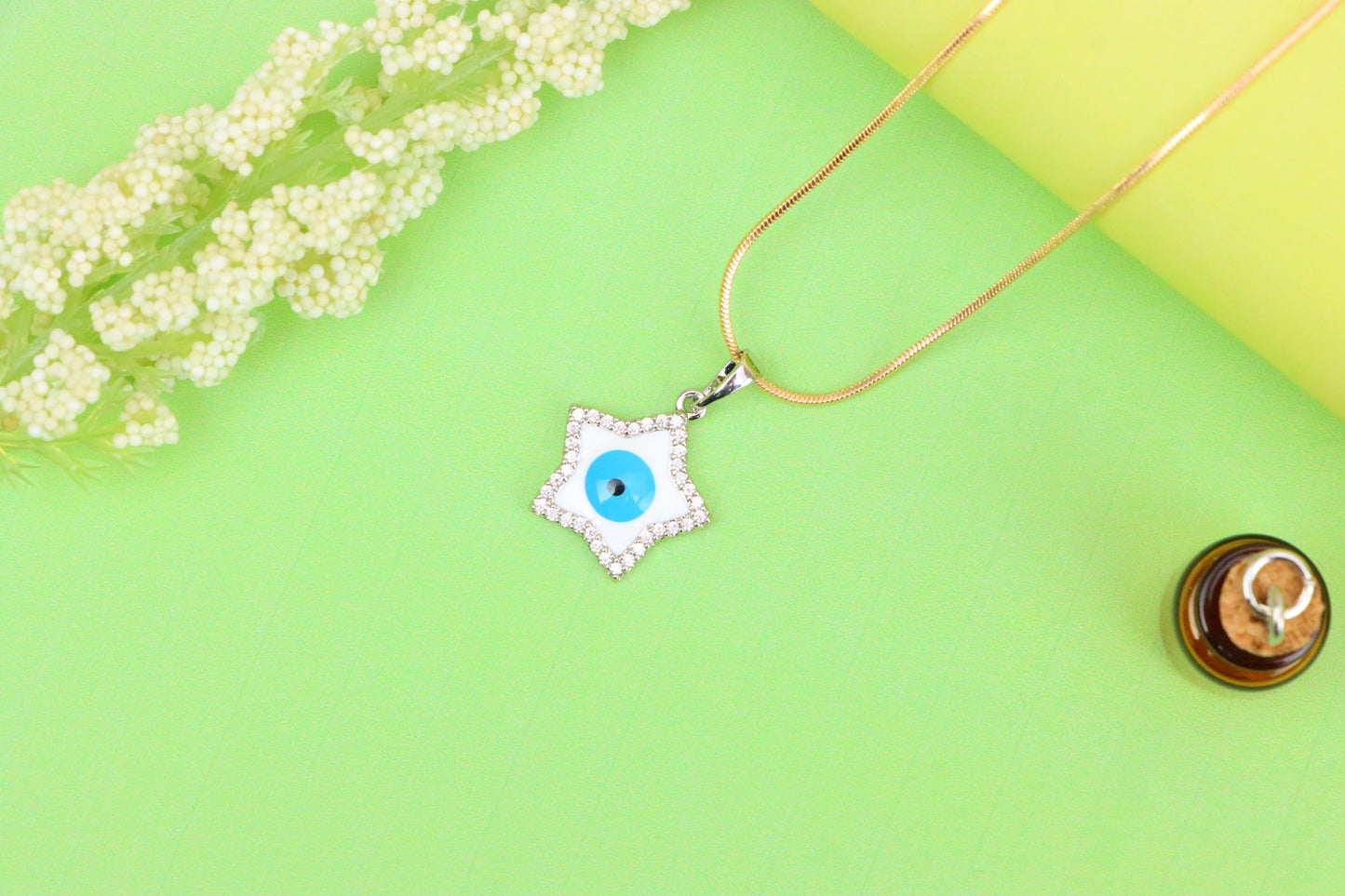 Star Evil Eye Pendant in Rose Gold Plated Brass with CZ Detailing, XPPT1820 (2153-8)