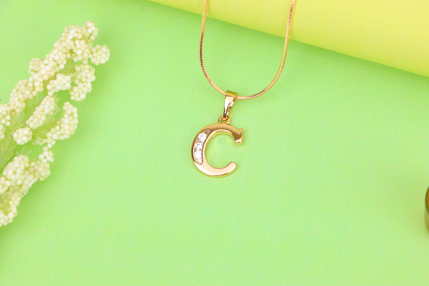 Rose Gold Letter C Pendant with Crystals – 18K Gold Plated Charm, XPPT1352 (2132-9)