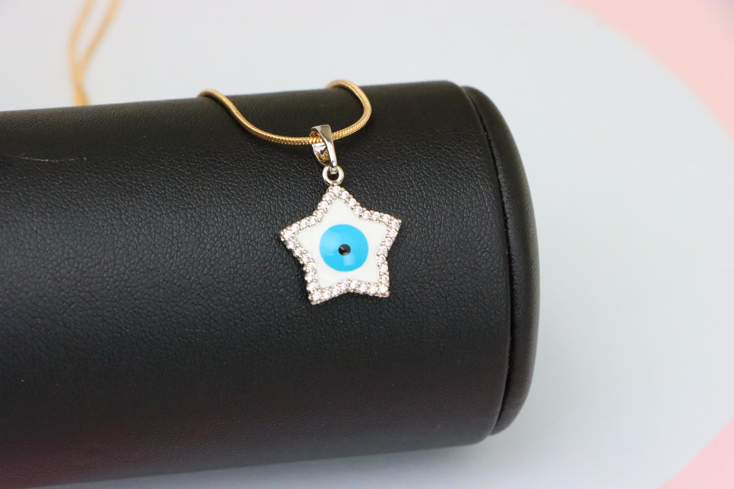 Star Evil Eye Pendant in Rose Gold Plated Brass with CZ Detailing, XPPT1820 (2153-8)