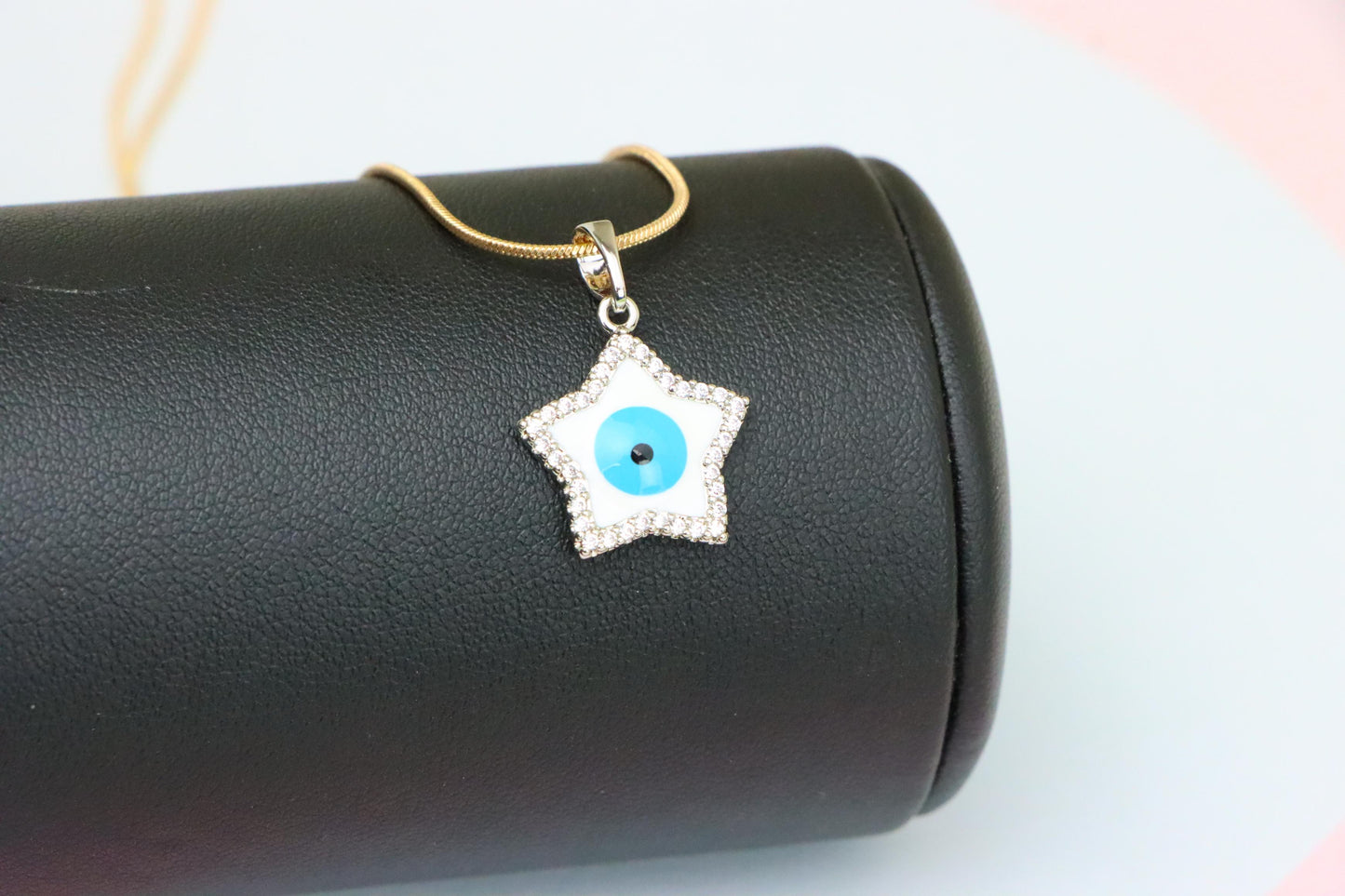 Star Evil Eye Pendant in Rose Gold Plated Brass with CZ Detailing, XPPT1820 (2153-8)