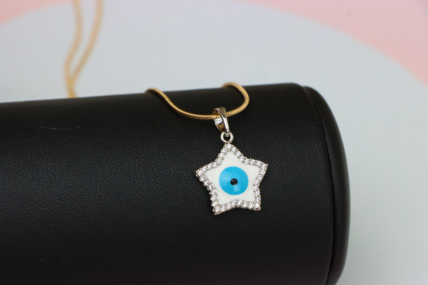 Star Evil Eye Pendant in Rose Gold Plated Brass with CZ Detailing, XPPT1820 (2153-8)