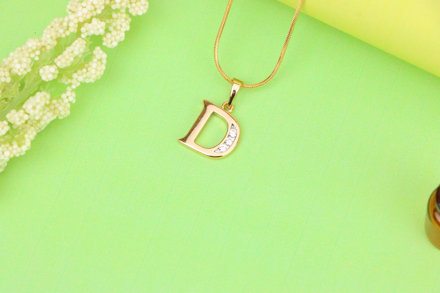 Rose Gold Letter D Pendant with Crystals – 18K Gold Plated Charm, XPPT1353 (2132-9)