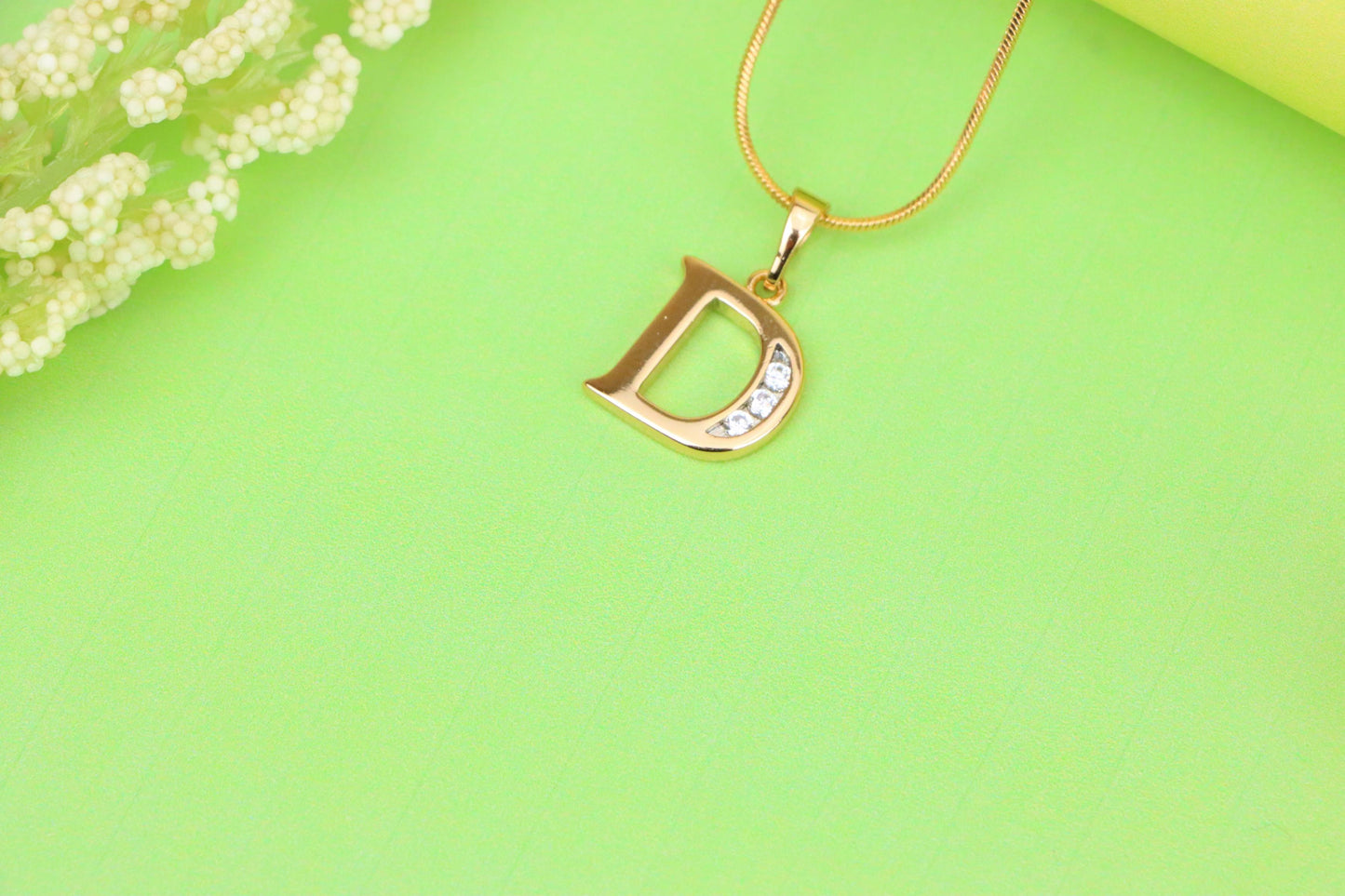 Rose Gold Letter D Pendant with Crystals – 18K Gold Plated Charm, XPPT1353 (2132-9)