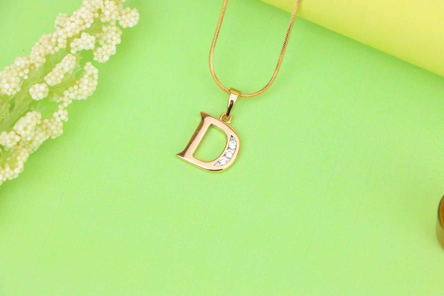 Rose Gold Letter D Pendant with Crystals – 18K Gold Plated Charm, XPPT1353 (2132-9)
