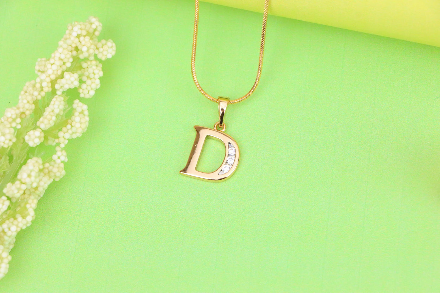 Rose Gold Letter D Pendant with Crystals – 18K Gold Plated Charm, XPPT1353 (2132-9)
