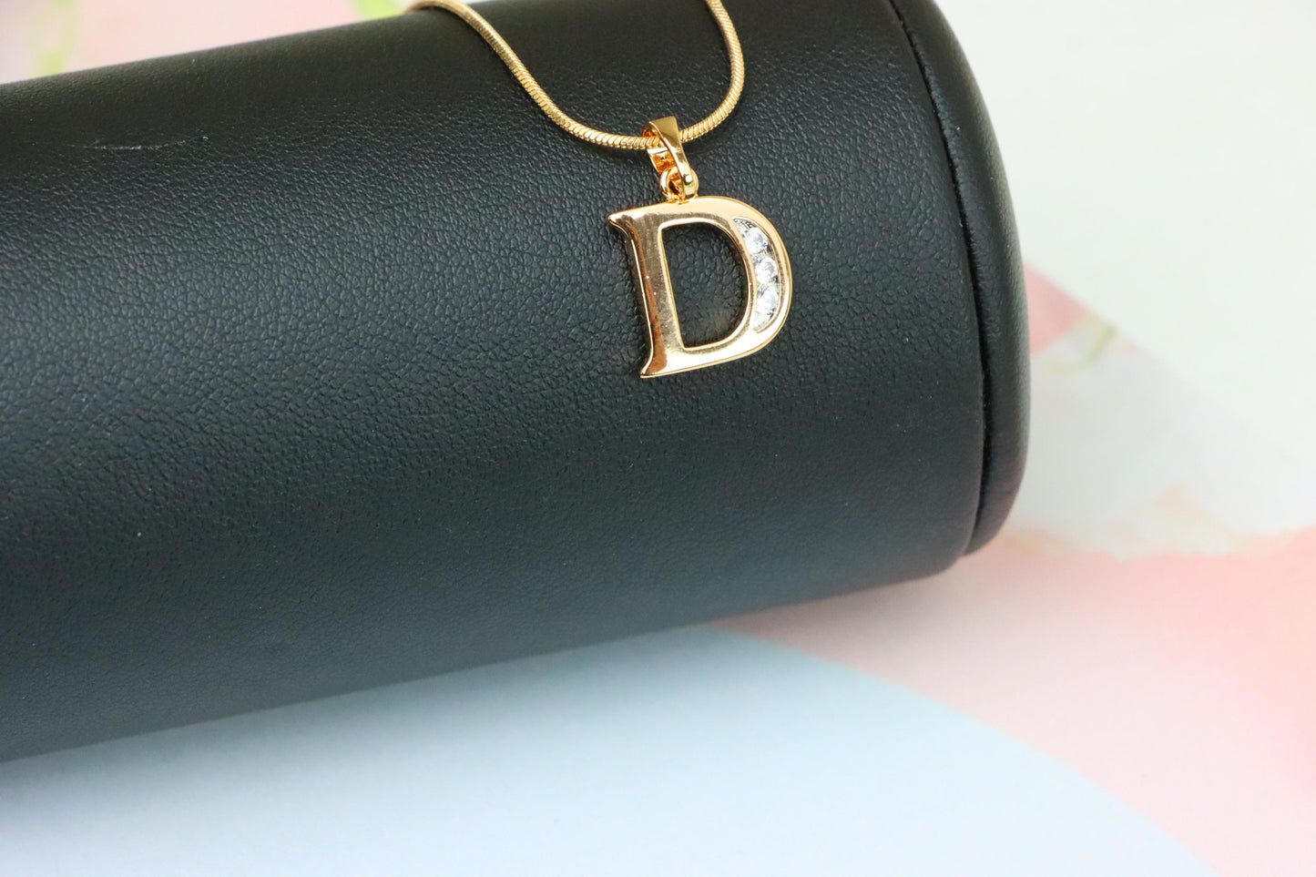 Rose Gold Letter D Pendant with Crystals – 18K Gold Plated Charm, XPPT1353 (2132-9)