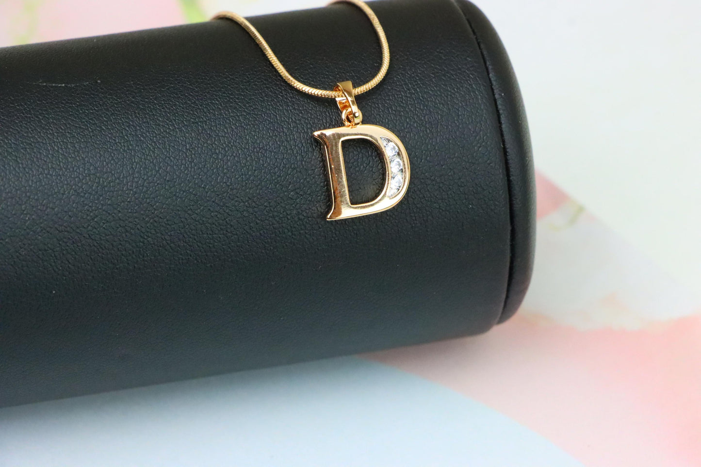 Rose Gold Letter D Pendant with Crystals – 18K Gold Plated Charm, XPPT1353 (2132-9)