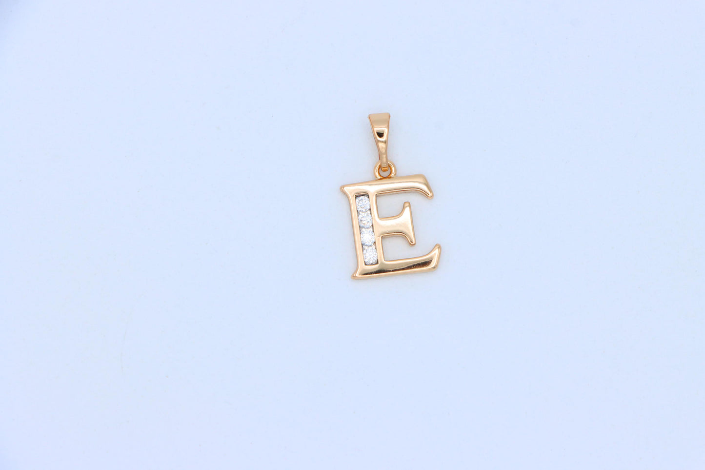 Rose Gold Letter E Pendant with Crystals – 18K Gold Plated Charm, XPPT1354 (2132-9)