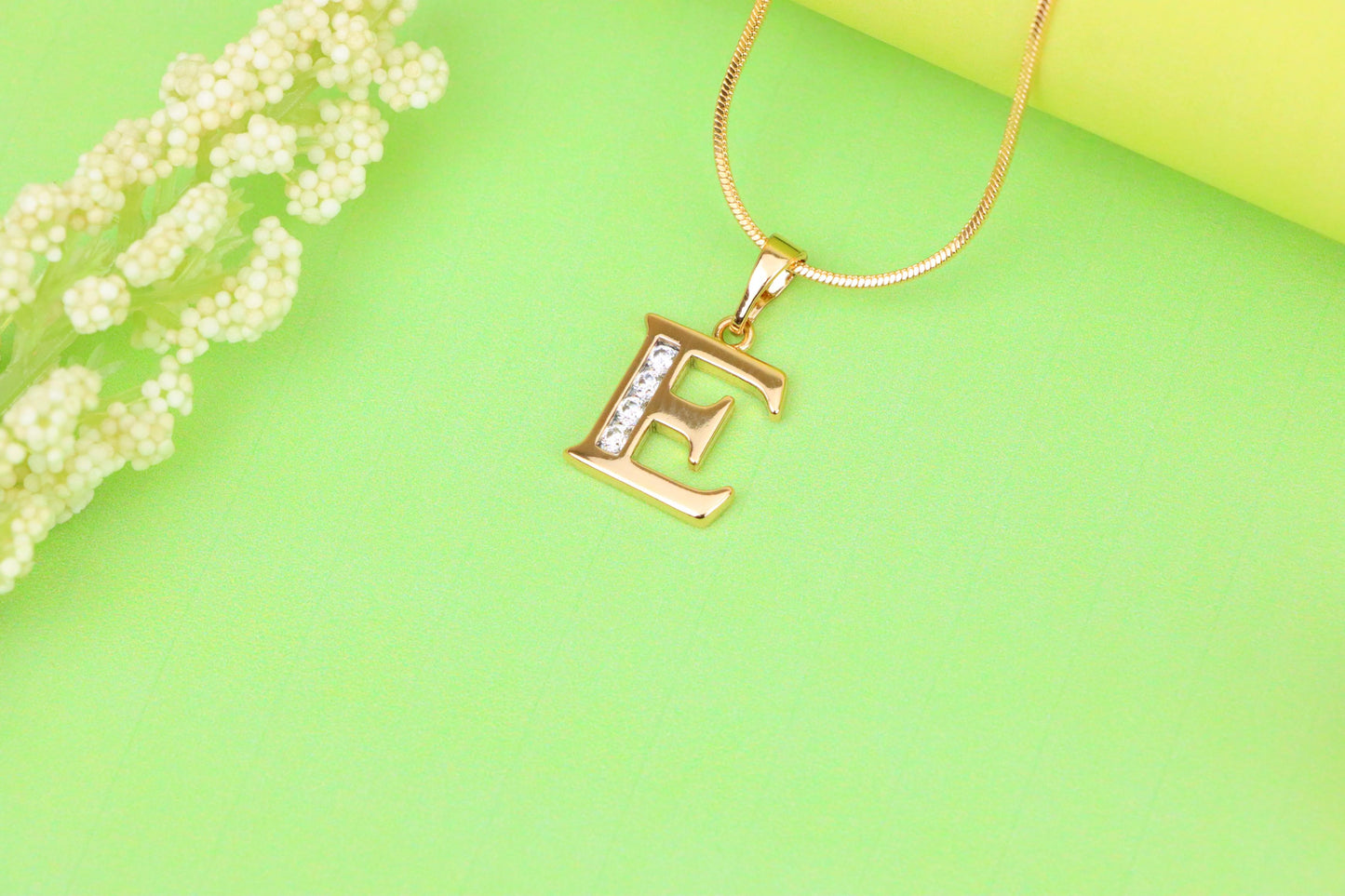 Rose Gold Letter E Pendant with Crystals – 18K Gold Plated Charm, XPPT1354 (2132-9)