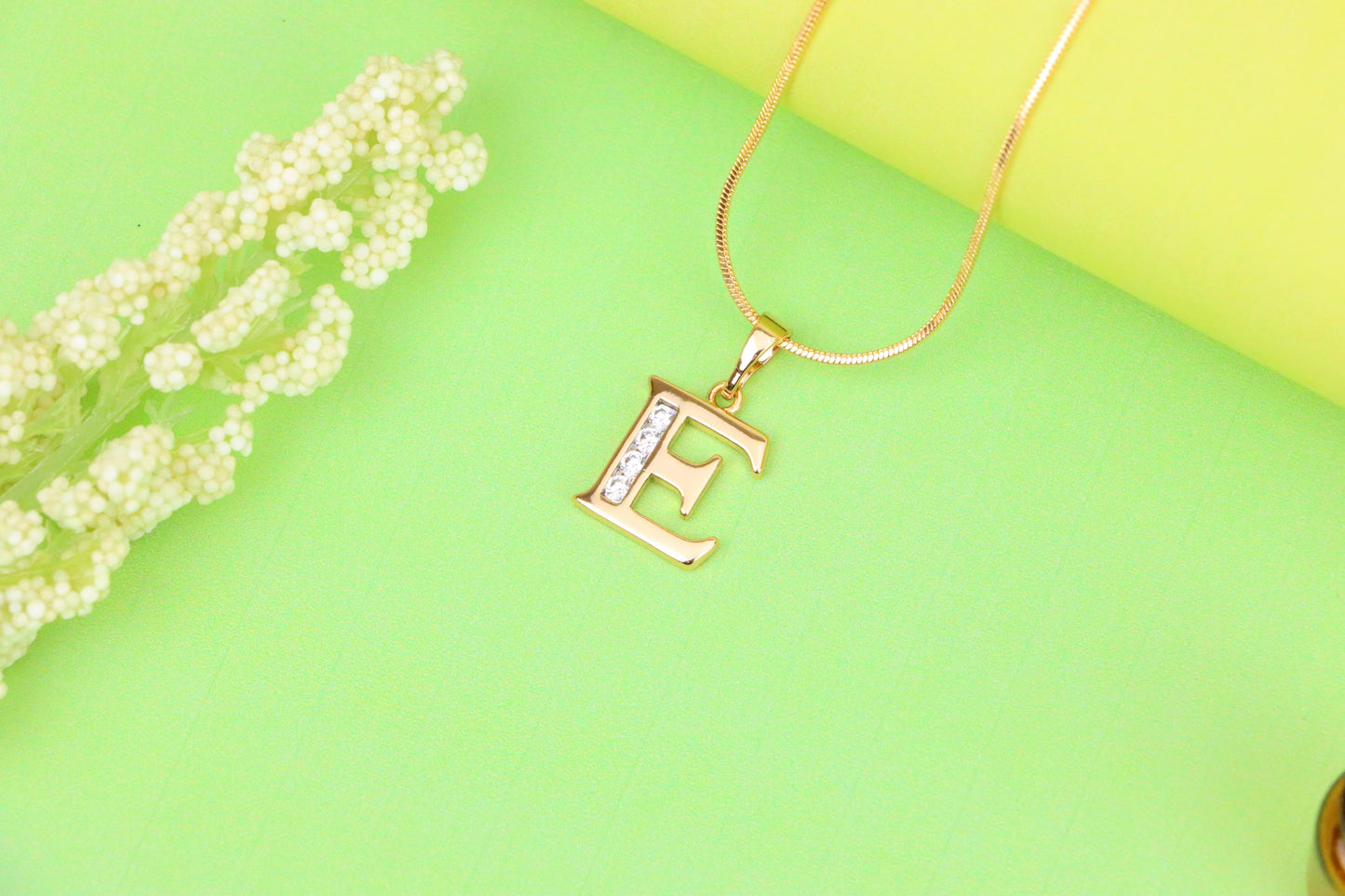 Rose Gold Letter E Pendant with Crystals – 18K Gold Plated Charm, XPPT1354 (2132-9)
