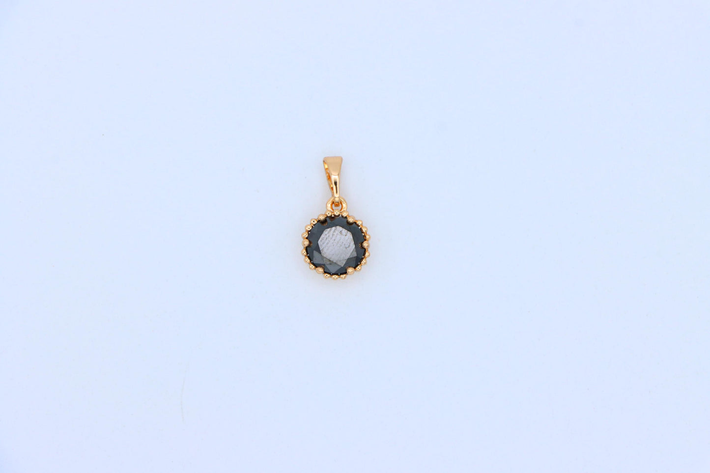 Rose Gold Round Pendant with Black Stone – Petite Chic Statement, XPPT1823 (2154-1)