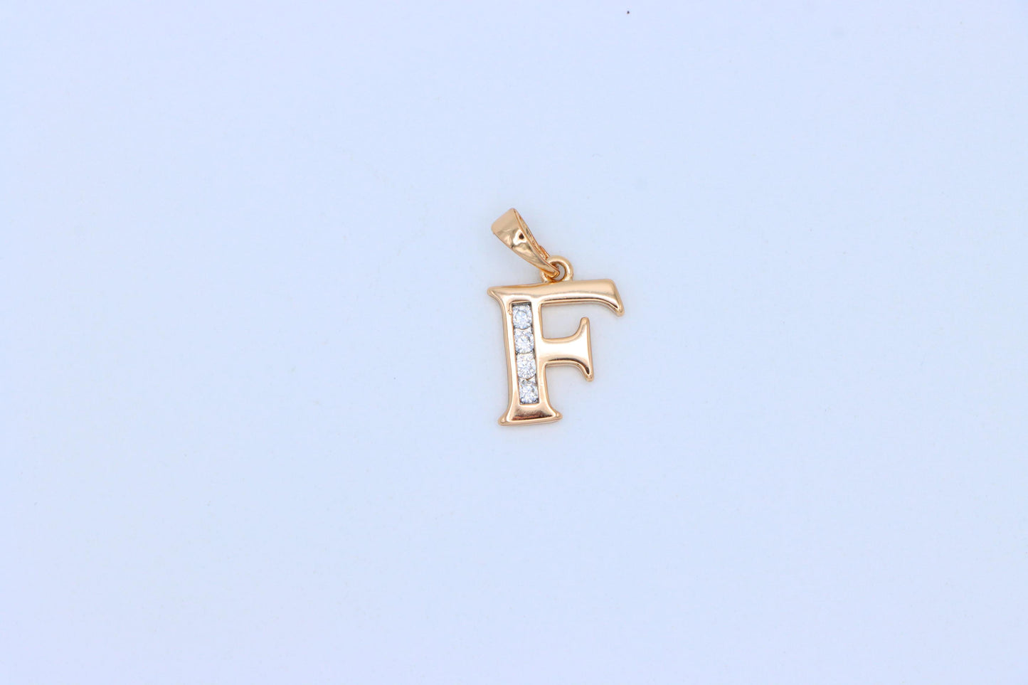 Rose Gold Letter F Pendant with Crystals – 18K Gold Plated Charm, XPPT1355 (2132-9)