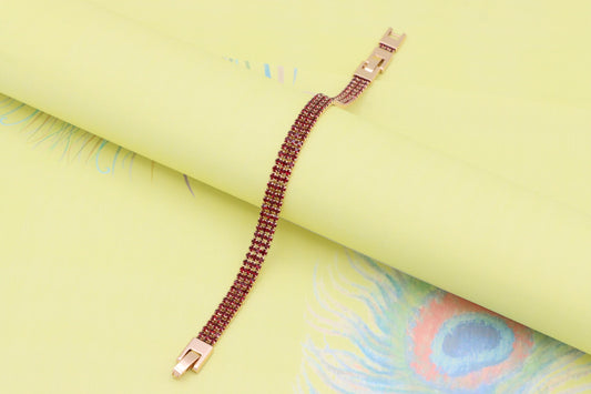 Elegant Rose Gold Bracelet with Ruby Red Stones, XPBL1021 (2102-10)