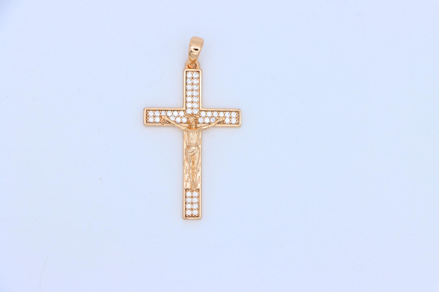 Rose Gold Crucifix Pendant with CZ Detailing – Faithful Elegant Design, XPPT1824 (2154-2)