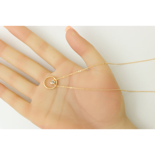 Minimalist Rose Gold Circle Pendant Necklace, XPNL0211 (2022-1)