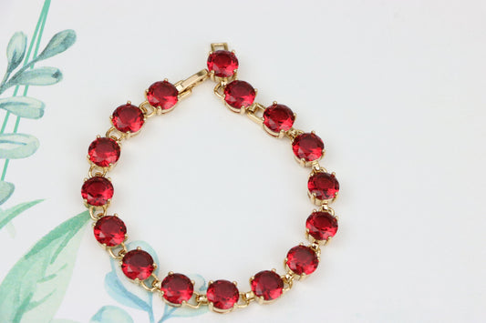 Elegant Rose Gold Bracelet with Bold Red Stones, XPBL1023  (2103-2)