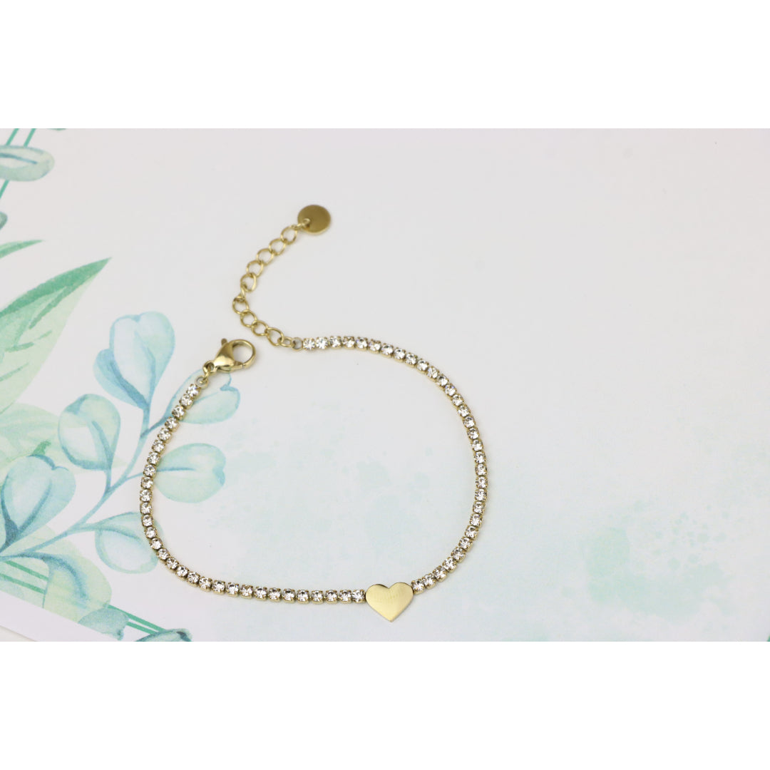Elegant Heart Charm Yellow Bracelet with Crystal Accents, XPBL0666 (2067-5)