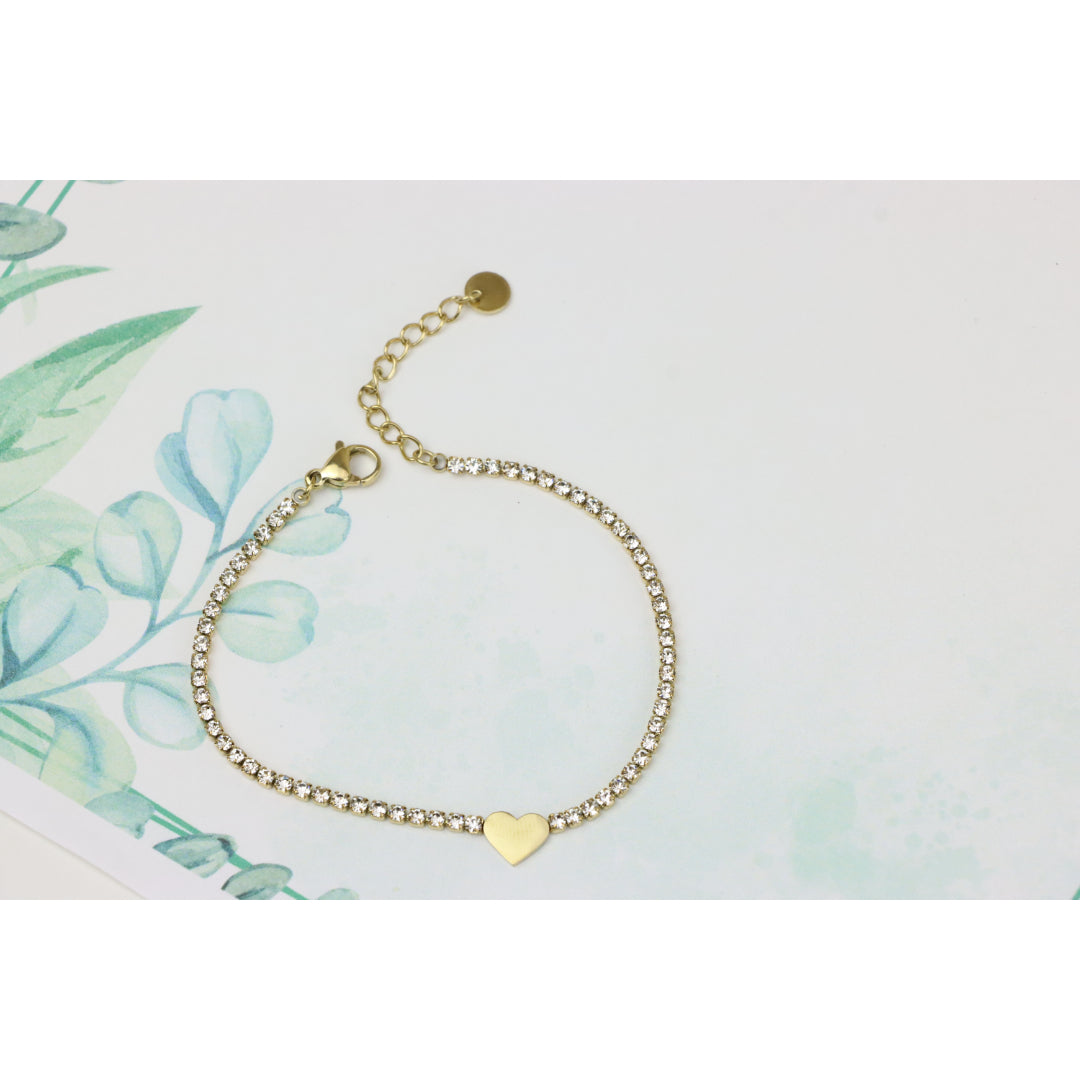 Elegant Heart Charm Yellow Bracelet with Crystal Accents, XPBL0666 (2067-5)
