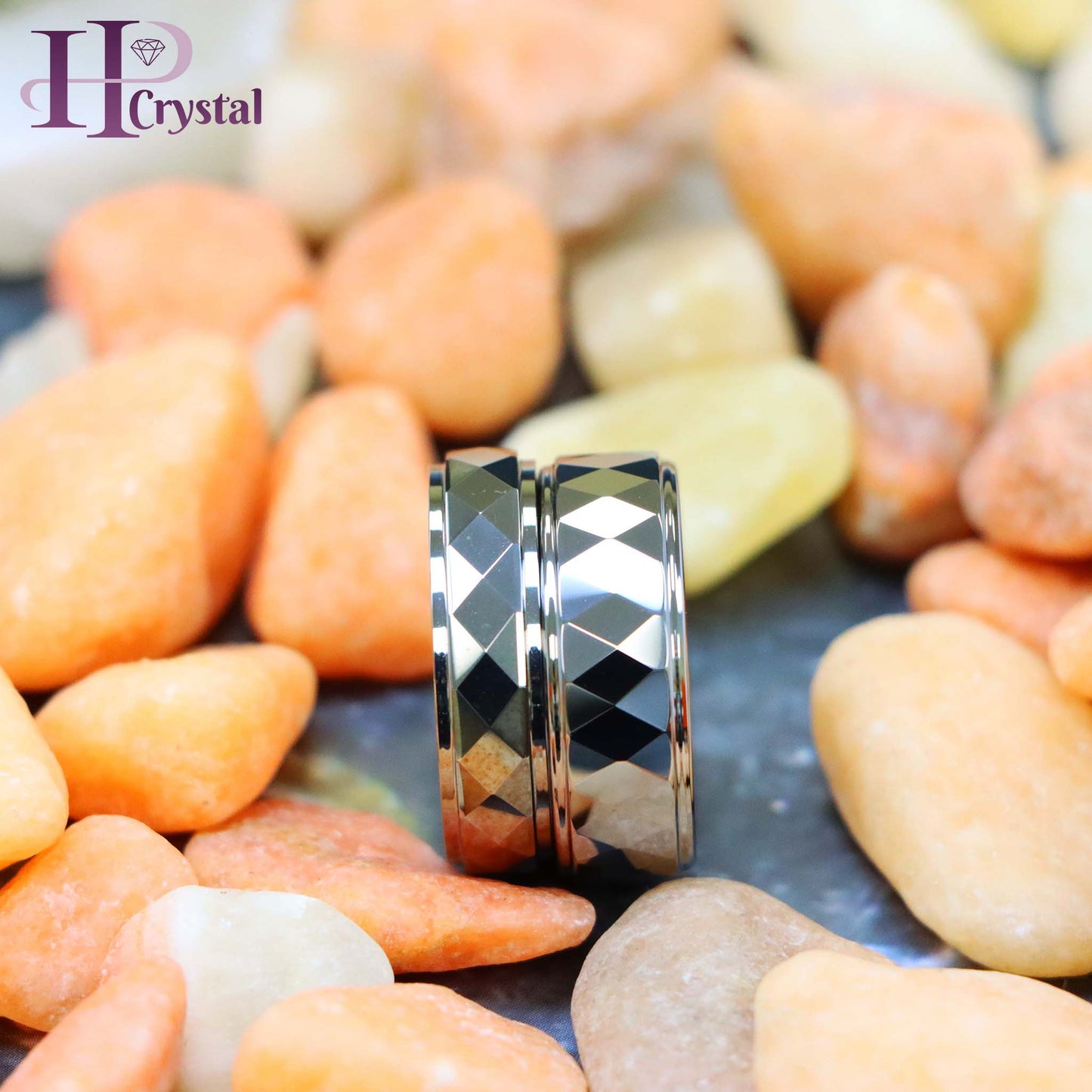 Domed Faceted Ring Stepped Edge Tungsten Ring