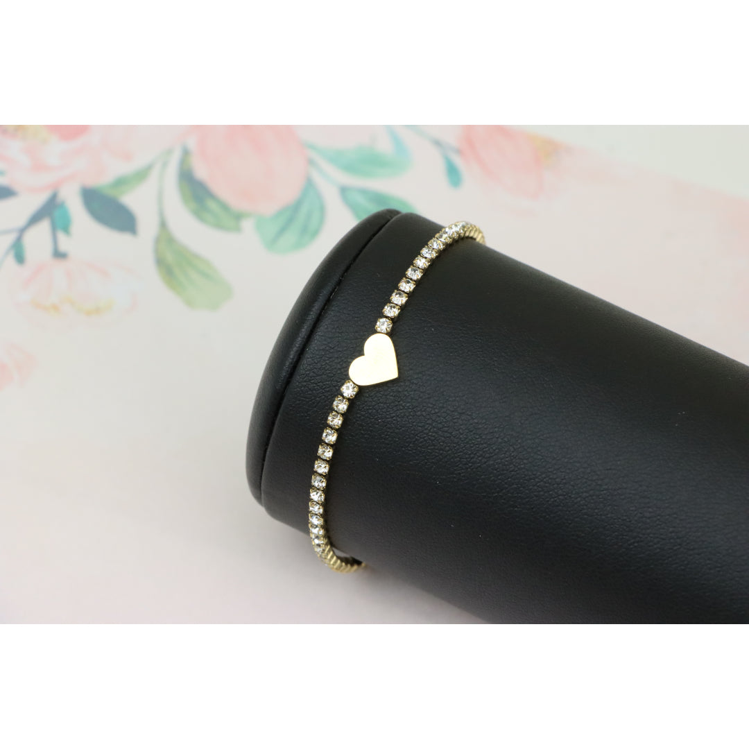 Elegant Heart Charm Yellow Bracelet with Crystal Accents, XPBL0666 (2067-5)