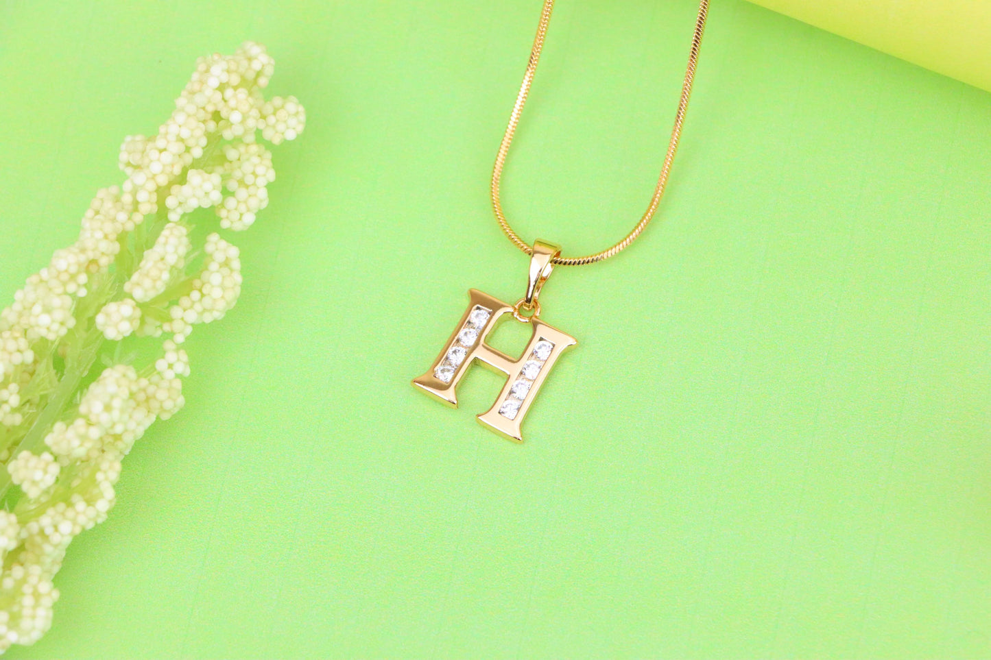 Rose Gold Letter H Pendant with Crystals – 18K Gold Plated Charm, XPPT1357 (2132-9)