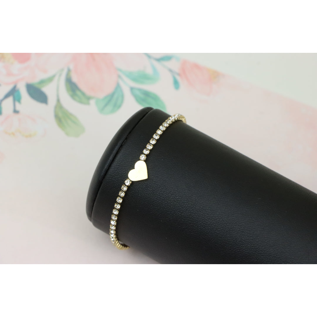 Elegant Heart Charm Yellow Bracelet with Crystal Accents, XPBL0666 (2067-5)