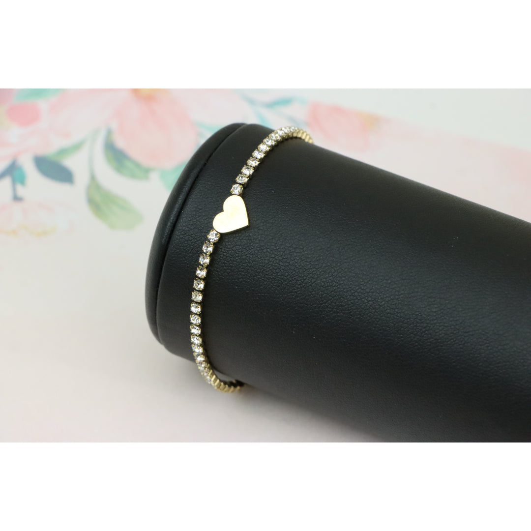 Elegant Heart Charm Yellow Bracelet with Crystal Accents, XPBL0666 (2067-5)