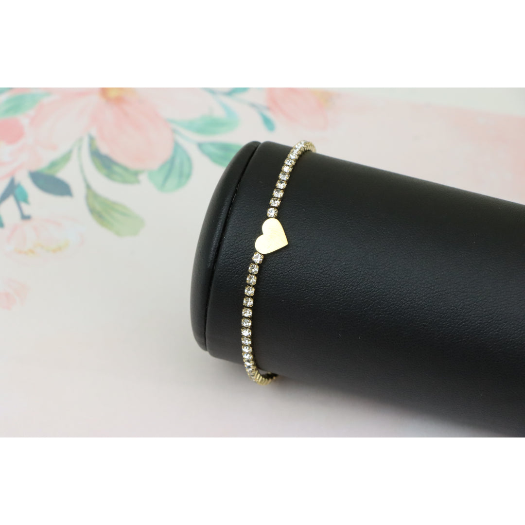 Elegant Heart Charm Yellow Bracelet with Crystal Accents, XPBL0666 (2067-5)