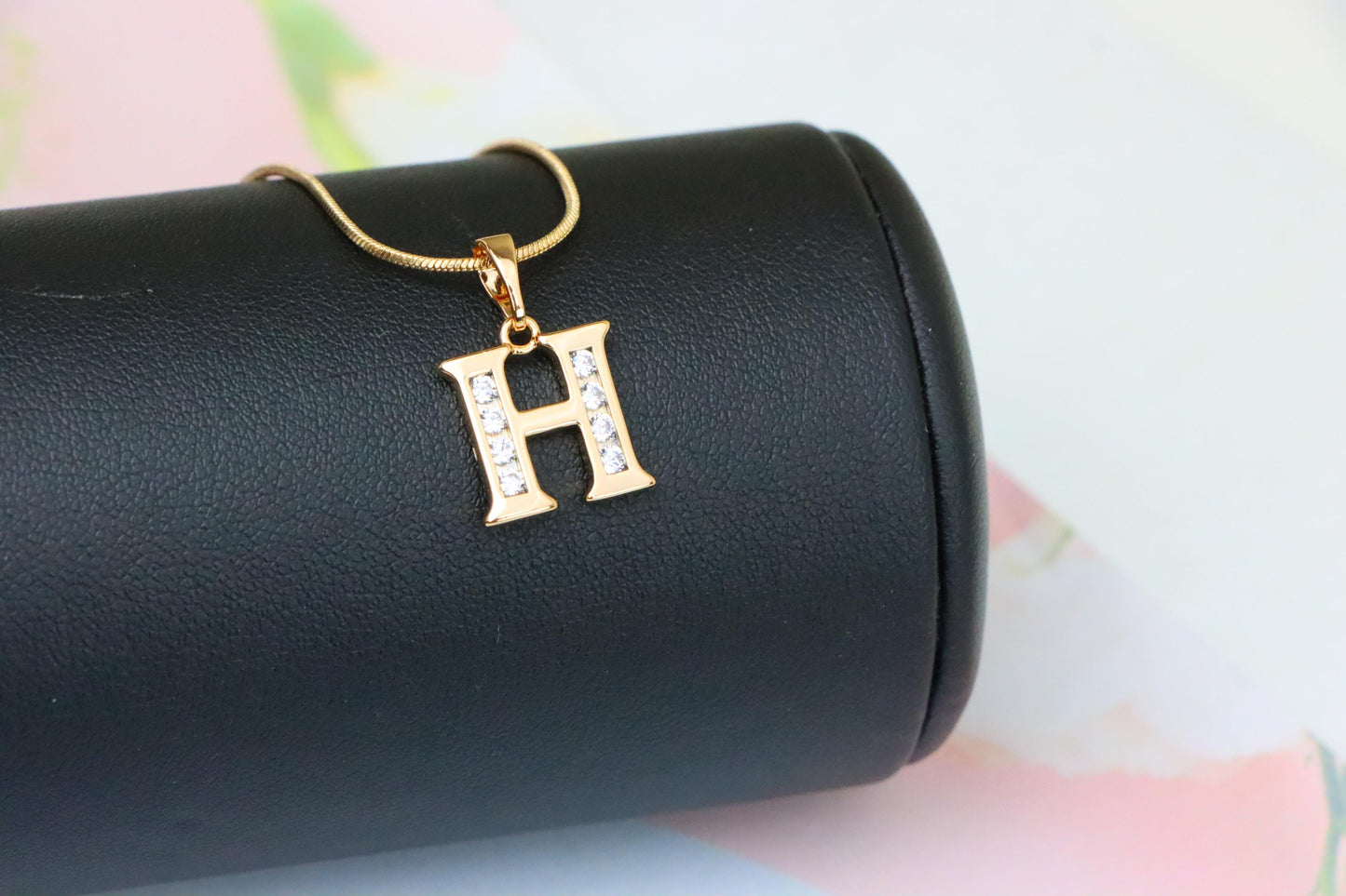 Rose Gold Letter H Pendant with Crystals – 18K Gold Plated Charm, XPPT1357 (2132-9)