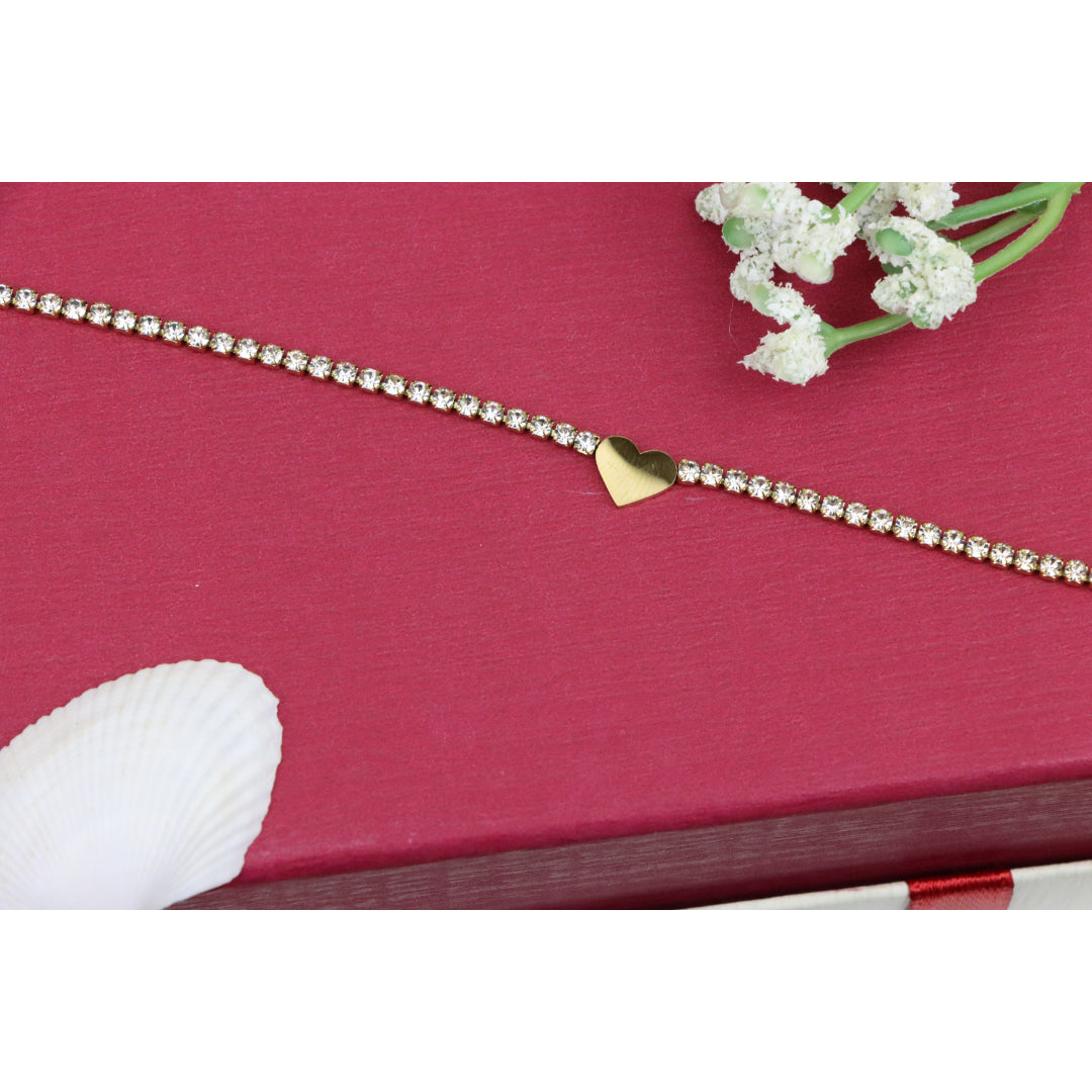 Elegant Heart Charm Yellow Bracelet with Crystal Accents, XPBL0666 (2067-5)