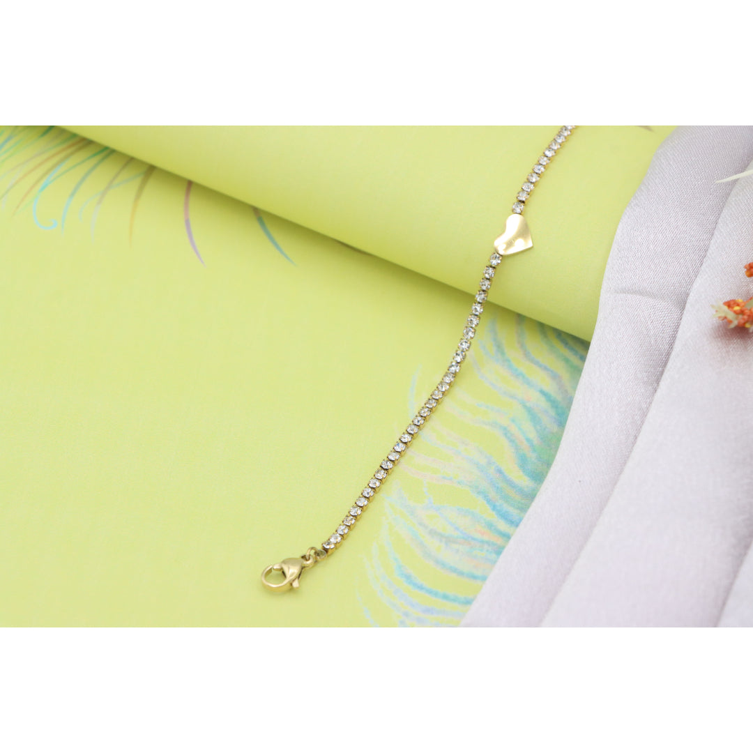 Elegant Heart Charm Yellow Bracelet with Crystal Accents, XPBL0666 (2067-5)
