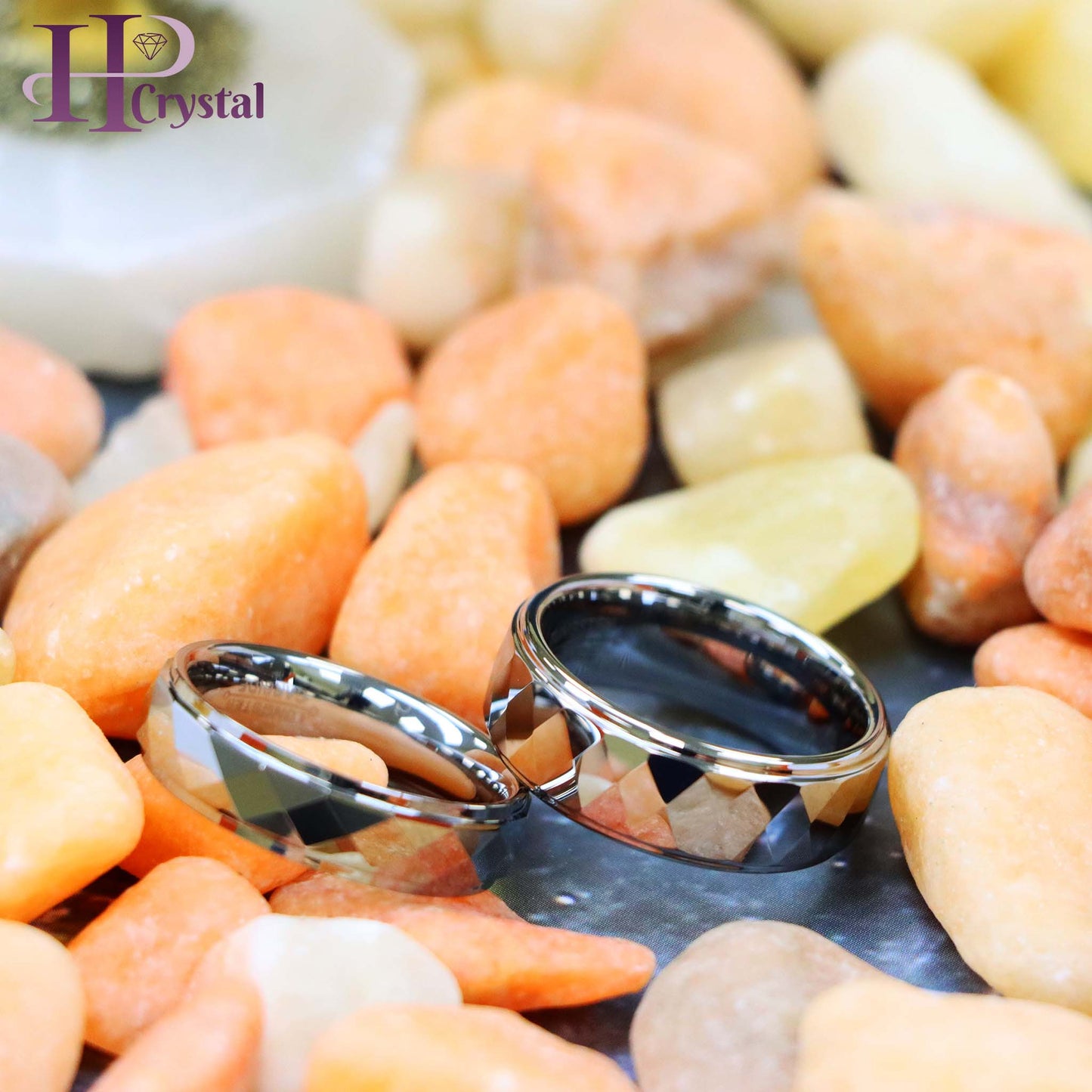 Domed Faceted Ring Stepped Edge Tungsten Ring
