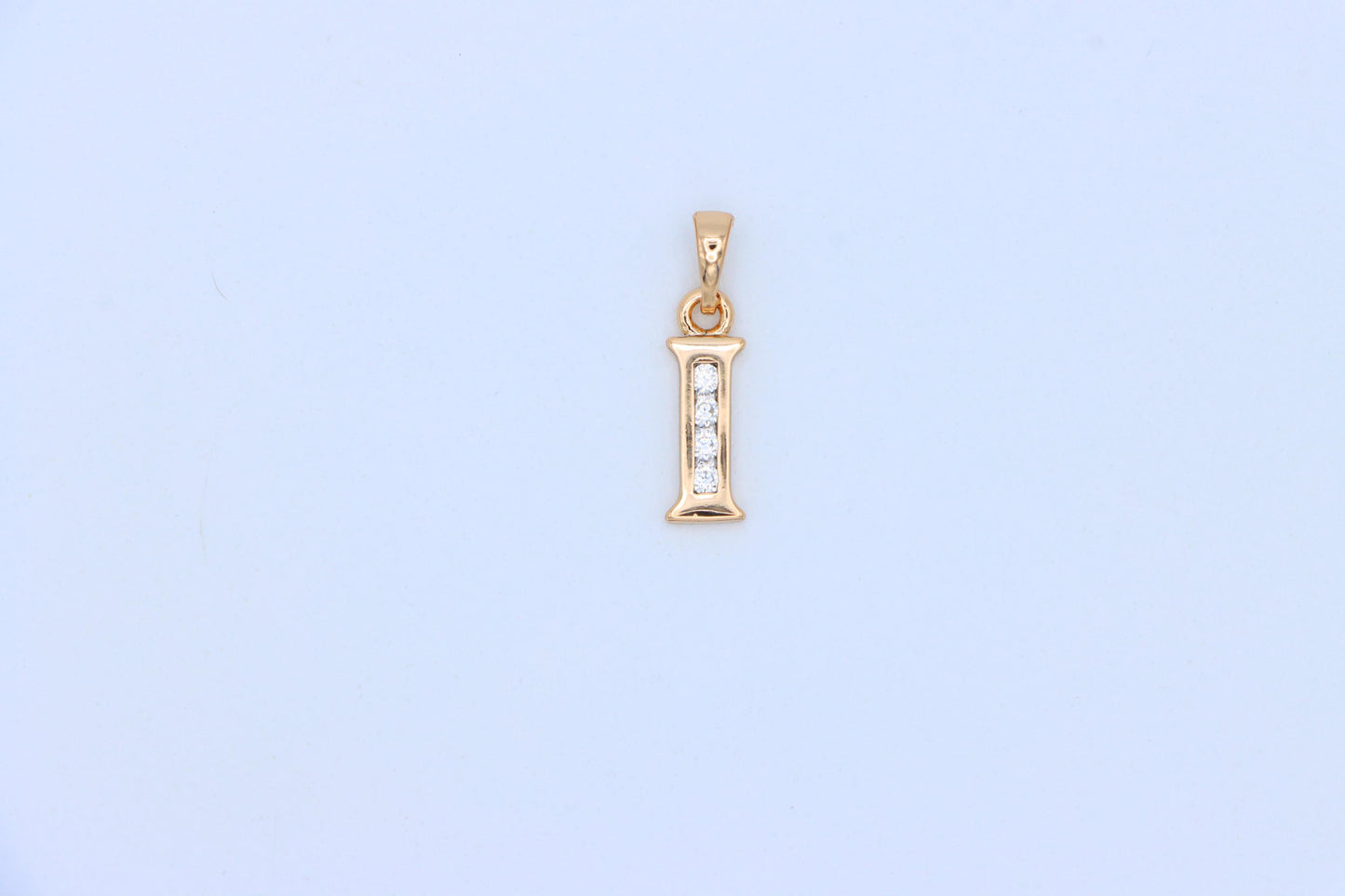 Rose Gold Letter I Pendant with Crystals – 18K Gold Plated Charm, XPPT1358 (2132-9)