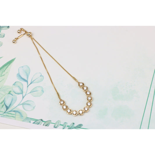 Elegant Rose Gold Adjustable Bracelet with Round Crystal Accents, XPAB0667 (2067-6)