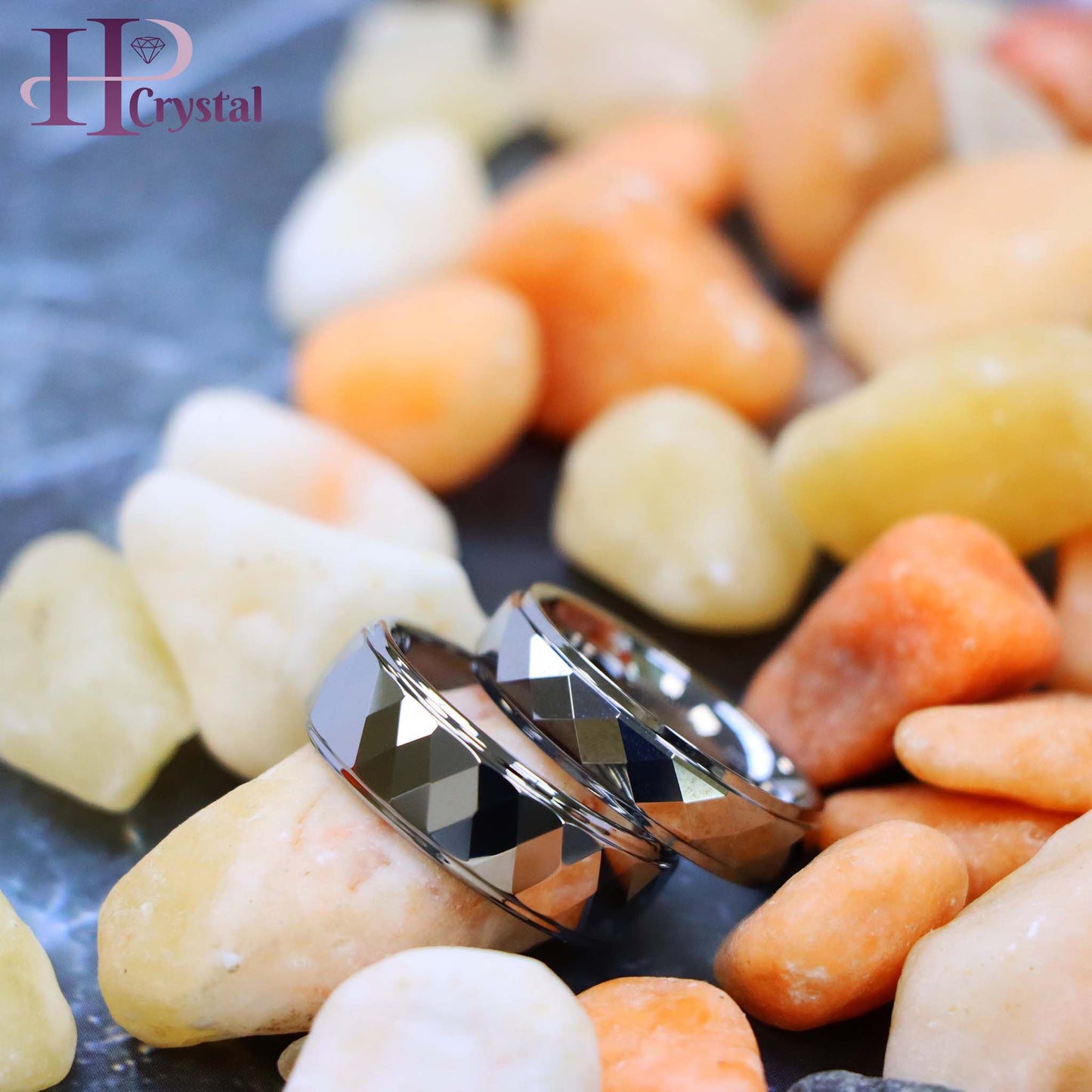 Domed Faceted Ring Stepped Edge Tungsten Ring