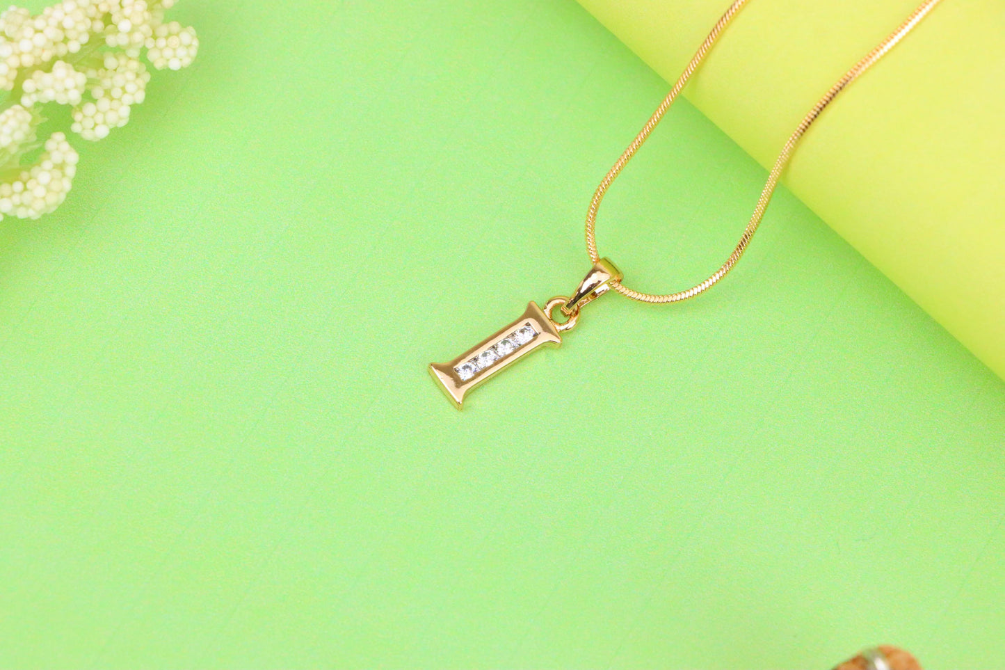 Rose Gold Letter I Pendant with Crystals – 18K Gold Plated Charm, XPPT1358 (2132-9)