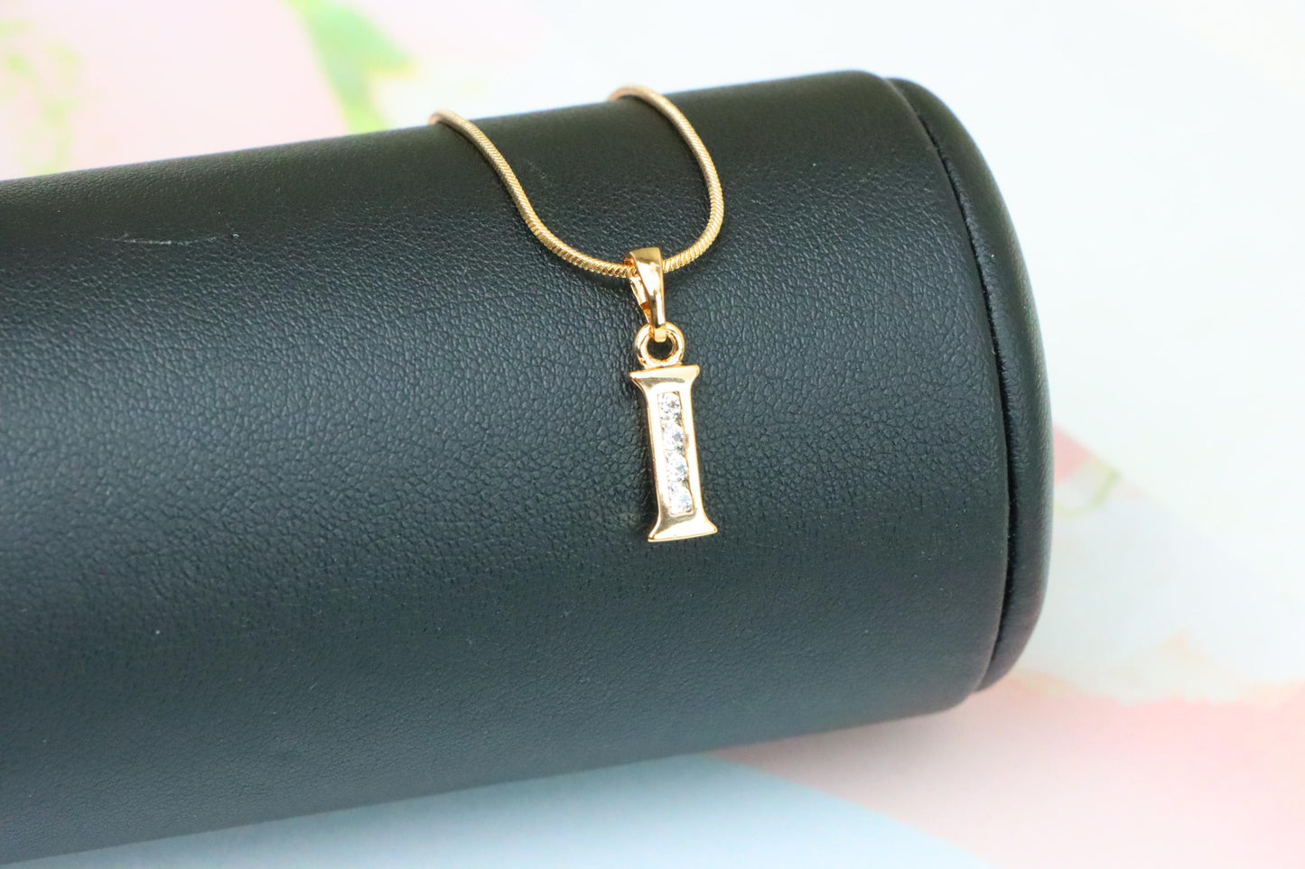 Rose Gold Letter I Pendant with Crystals – 18K Gold Plated Charm, XPPT1358 (2132-9)