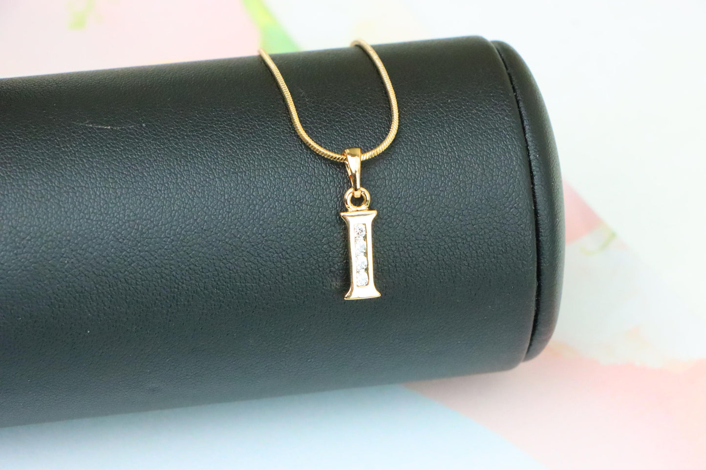 Rose Gold Letter I Pendant with Crystals – 18K Gold Plated Charm, XPPT1358 (2132-9)