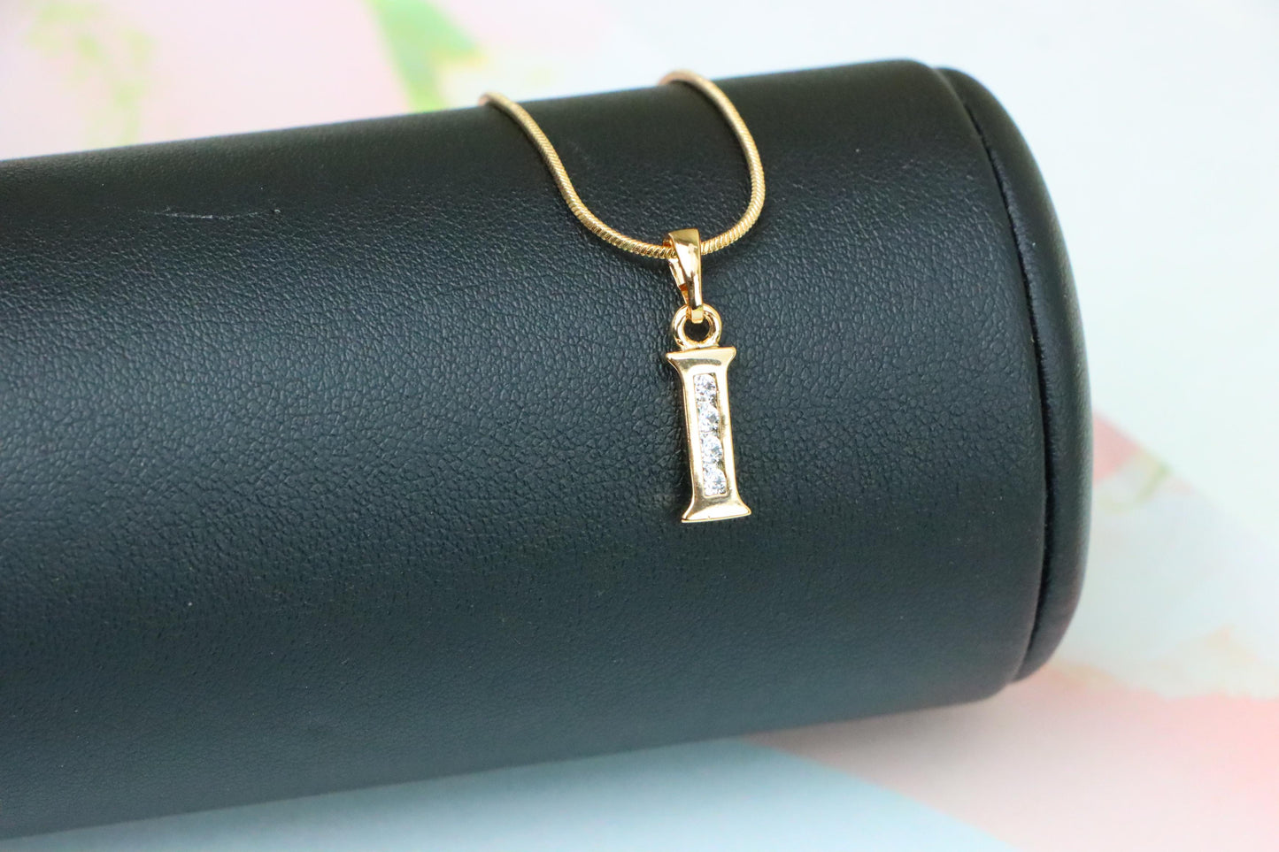 Rose Gold Letter I Pendant with Crystals – 18K Gold Plated Charm, XPPT1358 (2132-9)