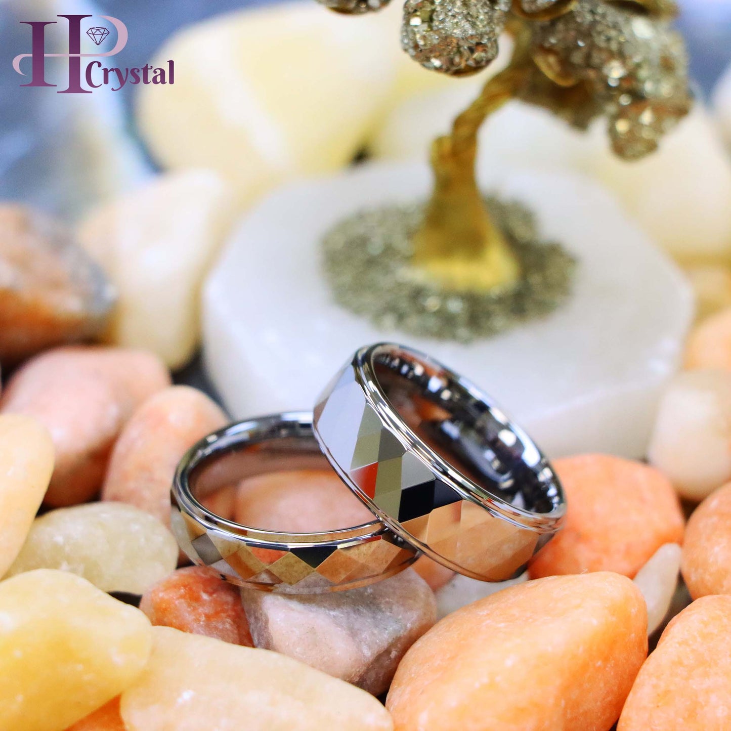 Domed Faceted Ring Stepped Edge Tungsten Ring