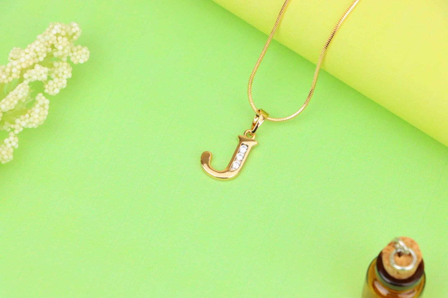 Rose Gold Letter J Pendant with Crystals – 18K Gold Plated Charm, XPPT1359 (2132-9)